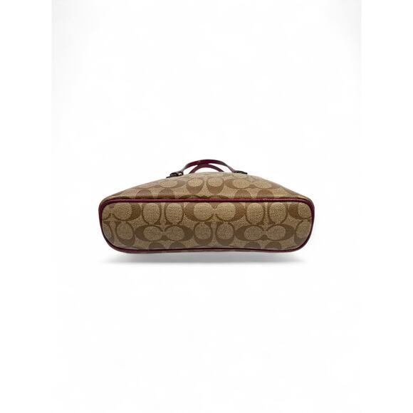 Coach Signature Dome Satchel with Magenta Patent Leather Trim - Picture 12 of 16